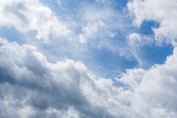 夏の空　雲が多い日　青空と雲01