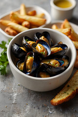 Fototapeta premium Classic Mussels and Fries
