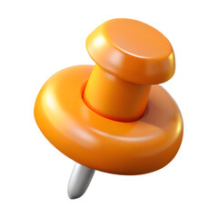 Orange Push Pin 3D Illustration Icon

