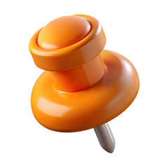 Orange Push Pin 3D Illustration Icon


