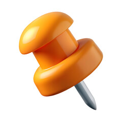 Orange Push Pin 3D Illustration Icon


