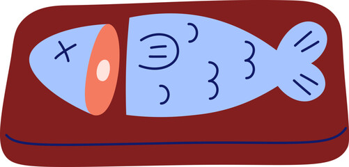 Cartoon Fish on Cutting Board
