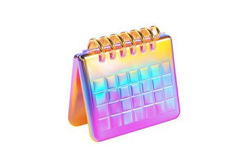 Iridescent 3D gradient calendar icon cutout PNG