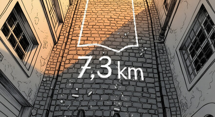 Seven Point Three Kilometers Street Art Depicts Running Through The City