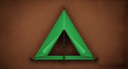 Stylized Green Tent Against A Textured Brown Backdrop Simple Camping Concept
