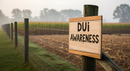 Fototapeta premium Rural Reminder About Driving Under the Influence For Awareness and Prevention