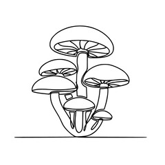 Minimalist Black and White Mushroom Fungi Line Art Illustration for Eco-Friendly Home Decor and Mycology Enthusiasts