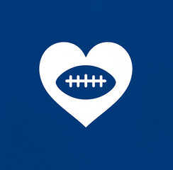 Football Heart Symbol: Passionate Sport Love Emblem on Blue Background with Team Spirit Vector Art