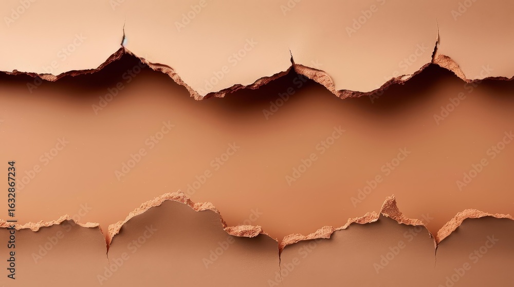 Aufkleber two torn paper pieces on a soft beige canvas create a minimalist space for creative expression and d