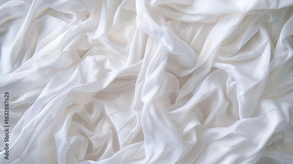 Poster soft, white fabric with a crumpled texture creates an elegant backdrop for showcasing natural eco te
