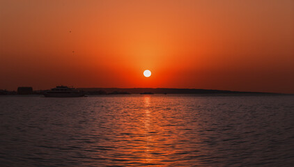 Amazing sunrise over sea in the beautiful morning.