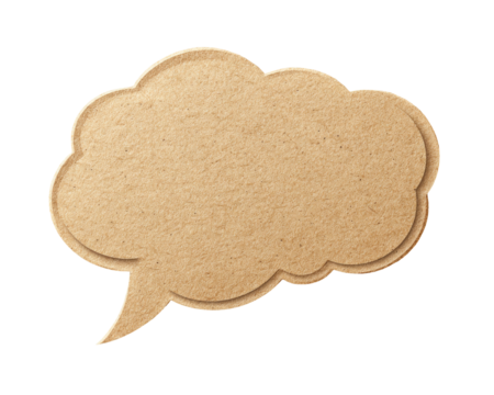 Beige cardboard speech bubble