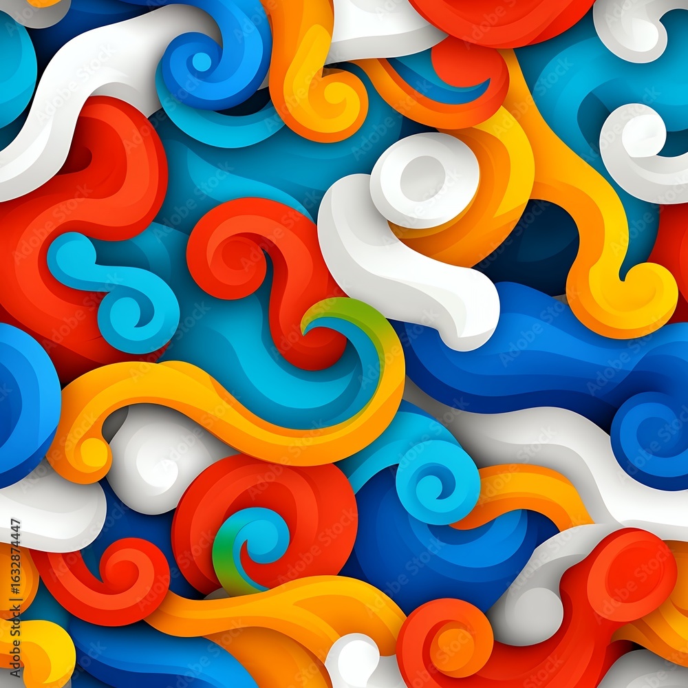 Poster abstract colorful swirling waves seamless pattern background