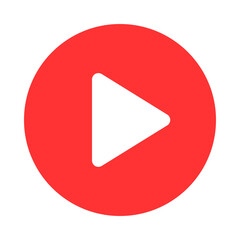 Red circular play button icon with transparent background