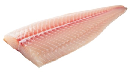Fresh raw fish fillet isolated on transparent background, showcasing its delicate texture and pristine white color, perfect for healthy meals and gourmet dishes