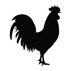 Black rooster silhouette vector image for farm animal illustration and graphic design projects use, art