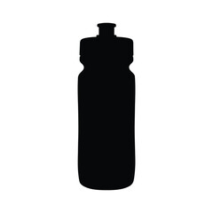 Black water bottle silhouette for fitness hydration and outdoor sports activities equipment needs