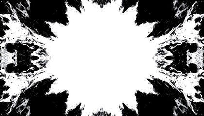 Abstract symmetrical black and white image with a central white space