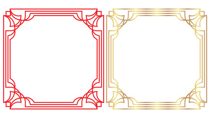 Elegant decorative frames in red and gold colors ideal for invitations and designs