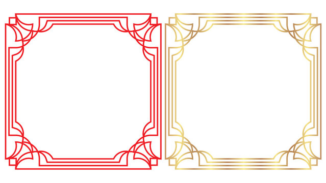 Elegant decorative frames in red and gold colors ideal for invitations and designs