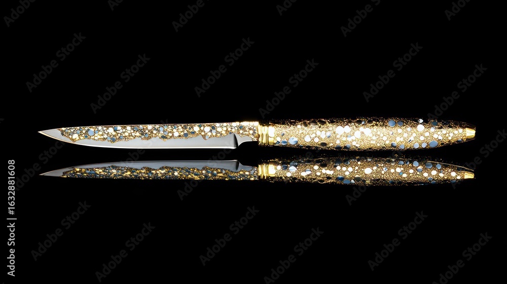 Poster an ornate decorative knife with sparkly handle resting on reflection