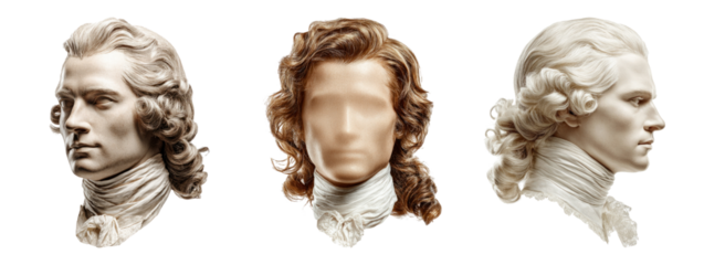 Classical Sculpture Heads Isolated on Transparent Background