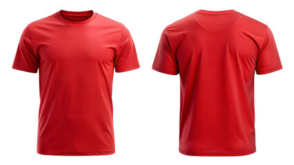 Red T-Shirt Round Neck Template From Two Sides

