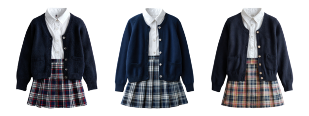 Set of Isolated Cardigans and Skirts on Transparent Background