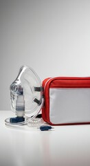 Medical breathing apparatus in a red bag