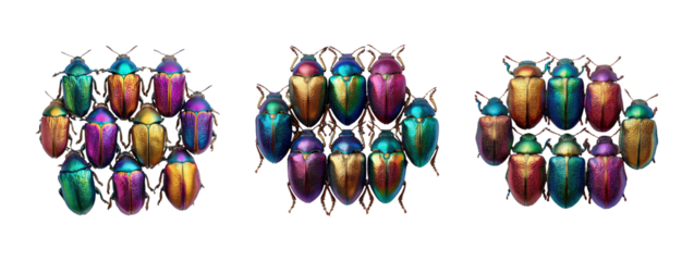 Colorful Beetle Collection Isolated on Transparent Background