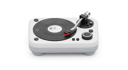 Fototapeta premium minimalist turntable on clean white background