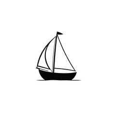 Vector art of simple sailboat silhouette isolated on white background in a clean outline style