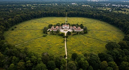 Obraz premium an aerial view of a house surrounded by trees