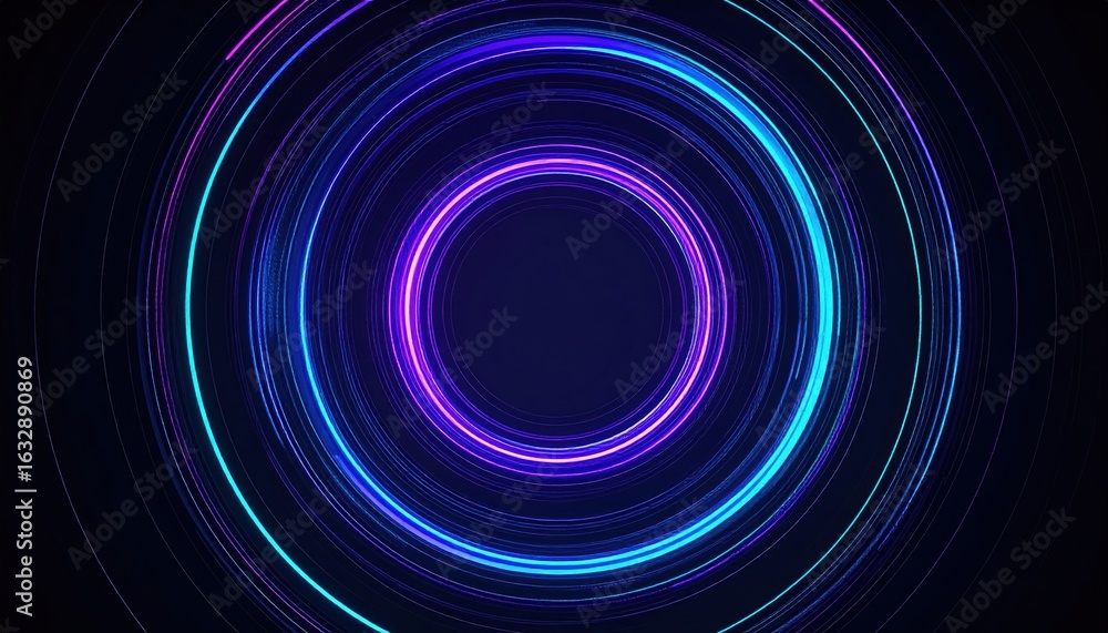 Poster vibrant glowing neon circular light s in motion creating a futuristic abstract background with color