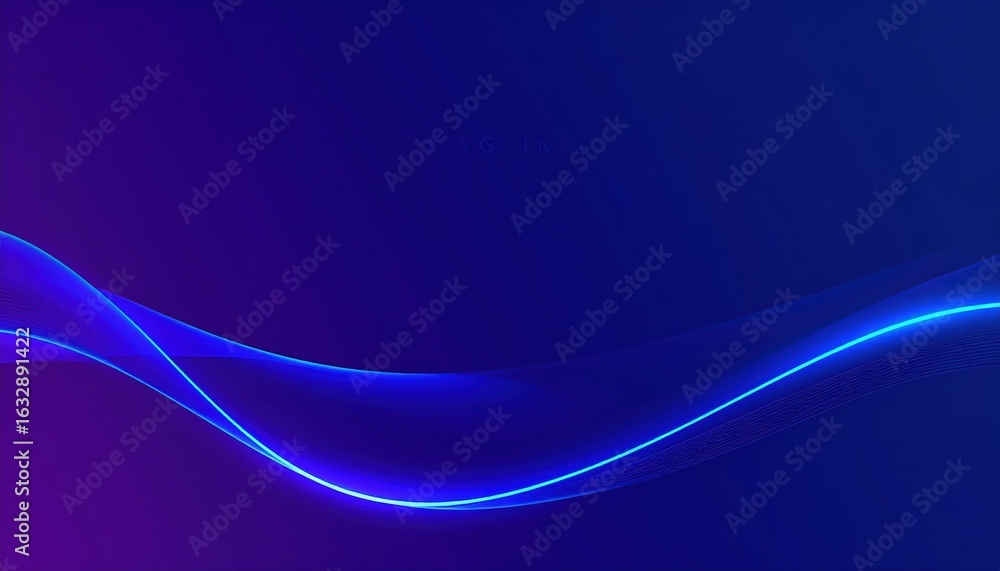 Aufkleber abstract blue waves flowing across a dark background with glowing light lines creating a dynamic, mo