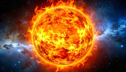 Obraz premium Fiery sun ablaze in a cosmic expanse