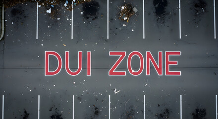 Aerial View Of A Parking Lot Marked As A Dui Zone Caution Concept