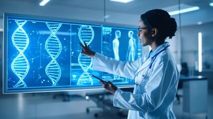 female scientist working on dna research - Powered by Adobe