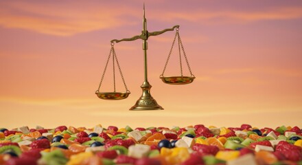 Scales of Justice over Fruit