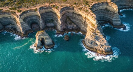 Coastal cliffs meet the ocean