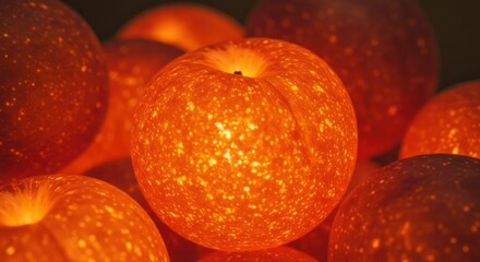 Illuminated orange apples