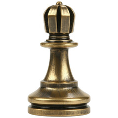 Antique brass chess pawn piece isolated on transparent background