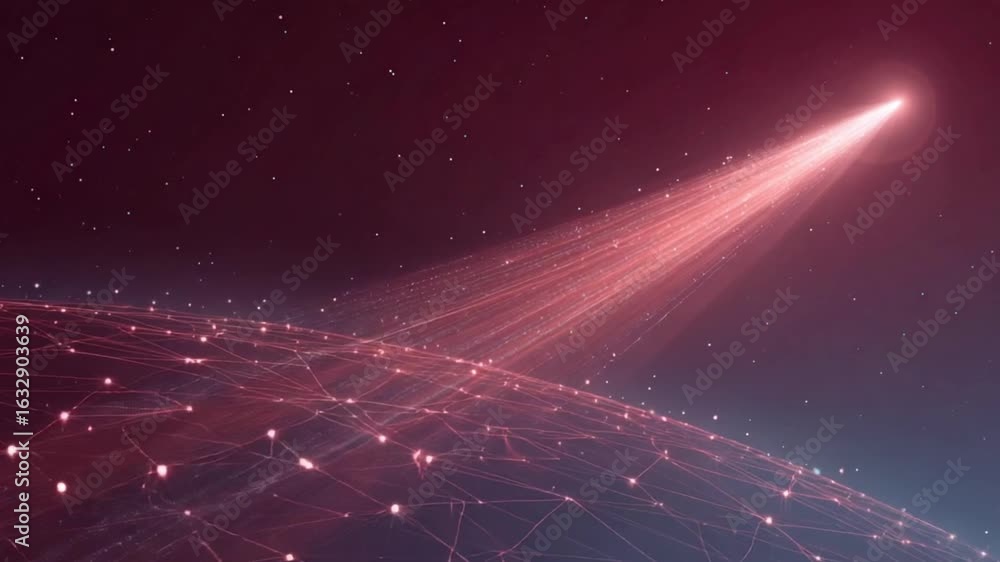 Aufkleber digital network globe with a beam of light in a starry sky. network connectivity