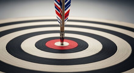 Precision arrow hitting the bullseye target, conceptualizing success and achievement