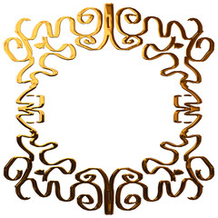 Golden frame with ornate swirls on TRANSPARENT background