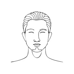 Clean Line Art Drawing of Male Head with Closed Eyes for Beauty and Wellness Concepts