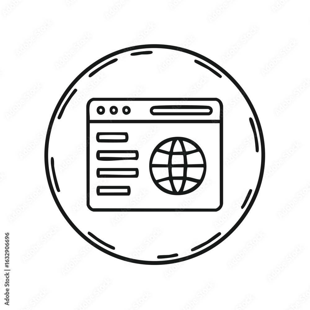 Poster internet browser with globe icon depicting world wide web navigation in a grunge circle