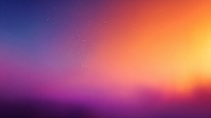 Vibrant sunset gradient blending deep purple, warm orange, and soft yellow hues creating a mesmerizing abstract background with subtle starry texture