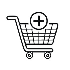Shopping Cart with Plus Sign, Vector Illustration of Online Shopping Add Symbol