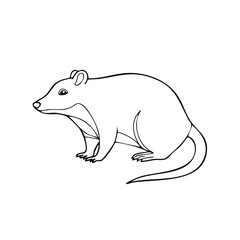 Obraz premium Tasmanian Devil Line Art Illustration of a Cartoon Opossum Posed and Isolated on White Background